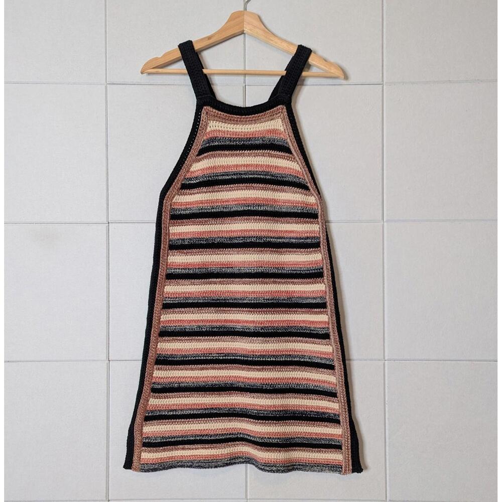 Free People Retro Ruby boho striped crochet knit tank dress